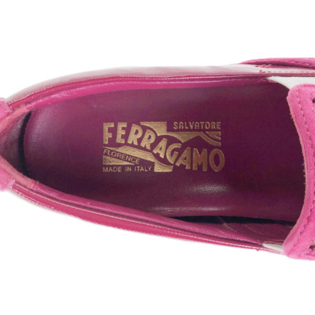 Ferragamo(フェラガモ)の美品 フェラガモ Salvatore Ferragamo レース プラットフォーム スリッポン パープル 4 1/2M Y02044 レディースの靴/シューズ(スリッポン/モカシン)の商品写真