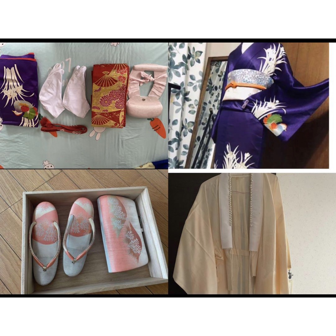 おしどり柄紫訪問着　小物セット レディースの水着/浴衣(着物)の商品写真