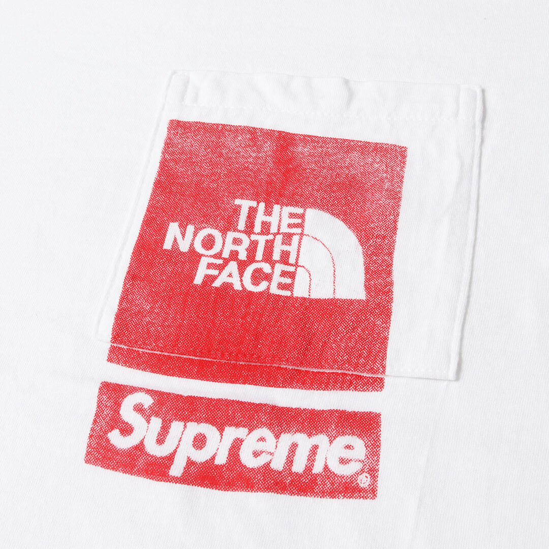 Supreme シュプリーム Tシャツ サイズ:XL 23SS THE NORTH FACE ロゴプリント ポケット クルーネック 半袖 Tシャツ  Printed Pocket Tee ホワイト 白 トップス カットソー ストリート アウトドア カジュアル ブランド【メンズ】【中古】