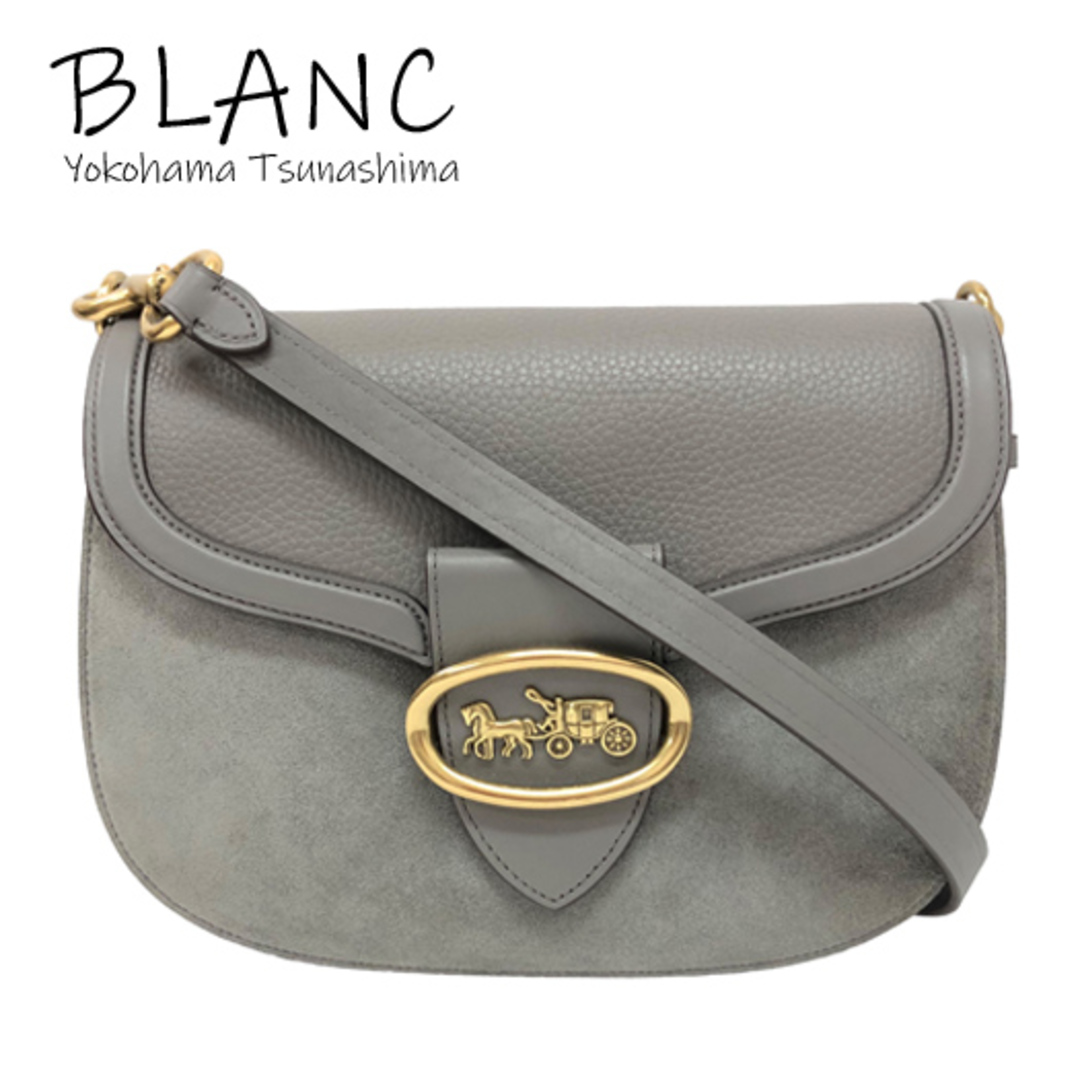 【送料無料】【極美品】コーチ キャット サドルバッグ レザー スェード グレー 84715 バッグ COACH 横浜BLANC