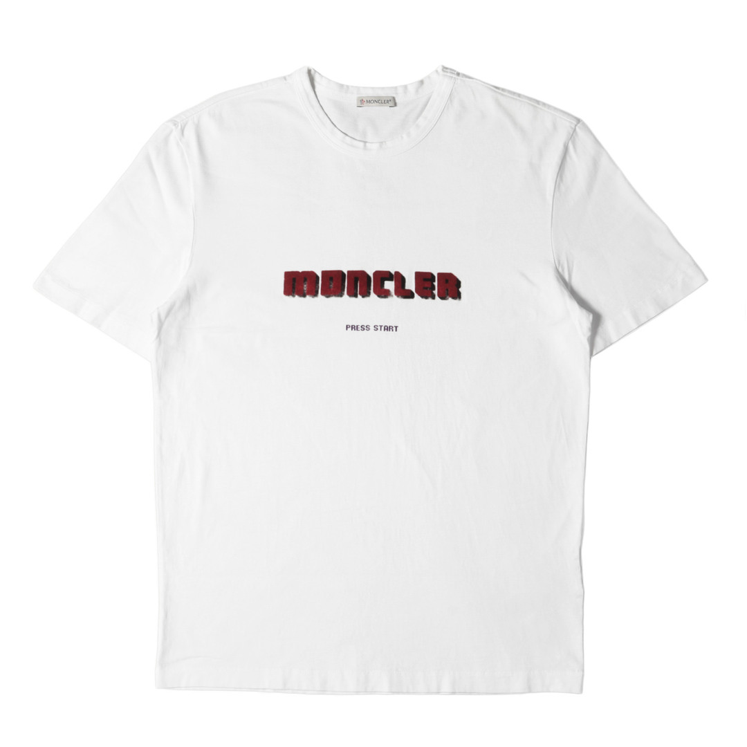 MONCLER モンクレール Tシャツ サイズ:M フロッキー ベロア ロゴ グラフィック クルーネック 半袖 Tシャツ MAGLIA T-SHIRT E20918046950 8390T 19SS ホワイト 白 トップス カットソー ブランド カジュアル 【メンズ】トップス