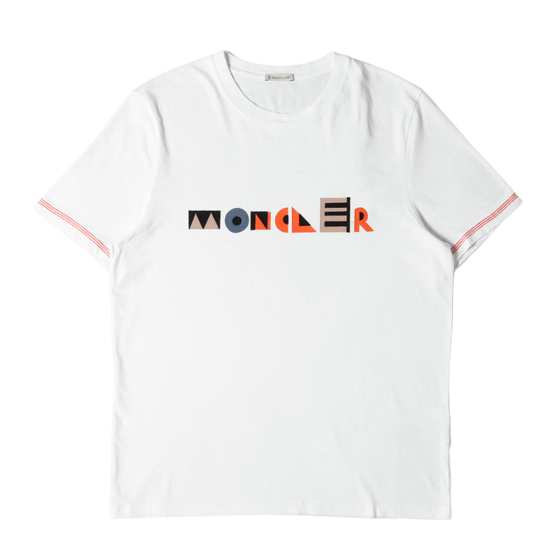 MONCLER モンクレール Tシャツ サイズ:M 20AW フロッキー ベロア ロゴ グラフィック クルーネック 半袖 Tシャツ F20918C76510 829H8 ホワイト 白 トップス カットソー ブランド カジュアル 【メンズ】