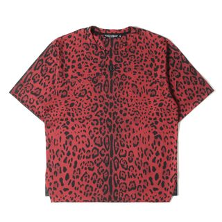 ドルチェアンドガッバーナ(DOLCE&GABBANA)のDOLCE&GABBANA ドルチェ&ガッバーナ Tシャツ サイズ:46 22SS メタル DG ロゴ レオパード ヒョウ柄 コットン ポリ クルーネック 半袖 Tシャツ G8NR4Z IS7AK 総柄 レッド 赤 トップス カットソー イタリア製 ブランド 【メンズ】【中古】【美品】(Tシャツ/カットソー(半袖/袖なし))