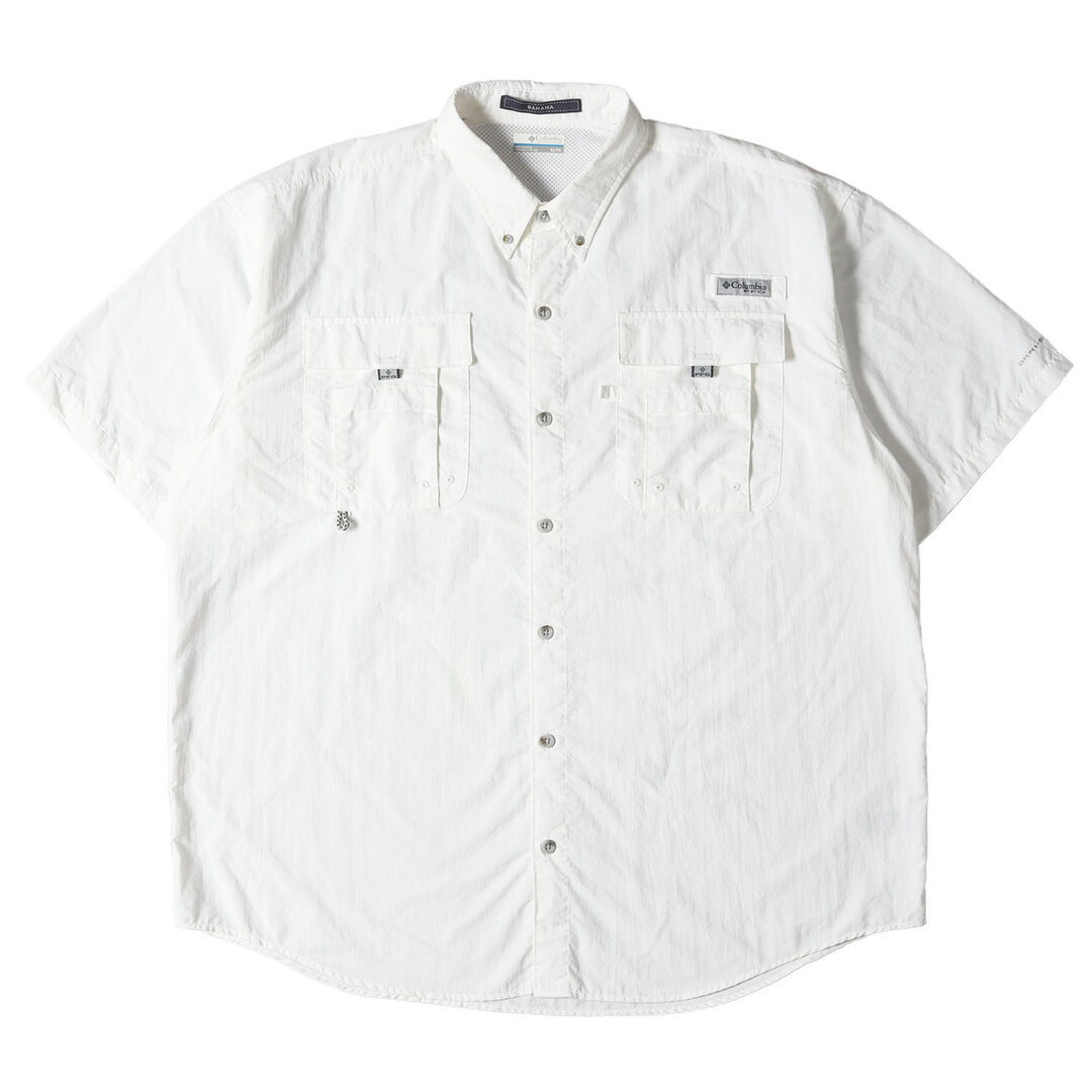 Columbia コロンビア シャツ サイズ:XL PFG ナイロン 半袖 シャツ バハマ フィッシングシャツ FM7047 ホワイト 白 トップス カットソー カジュアルシャツ アウトドア ブランド【メンズ】