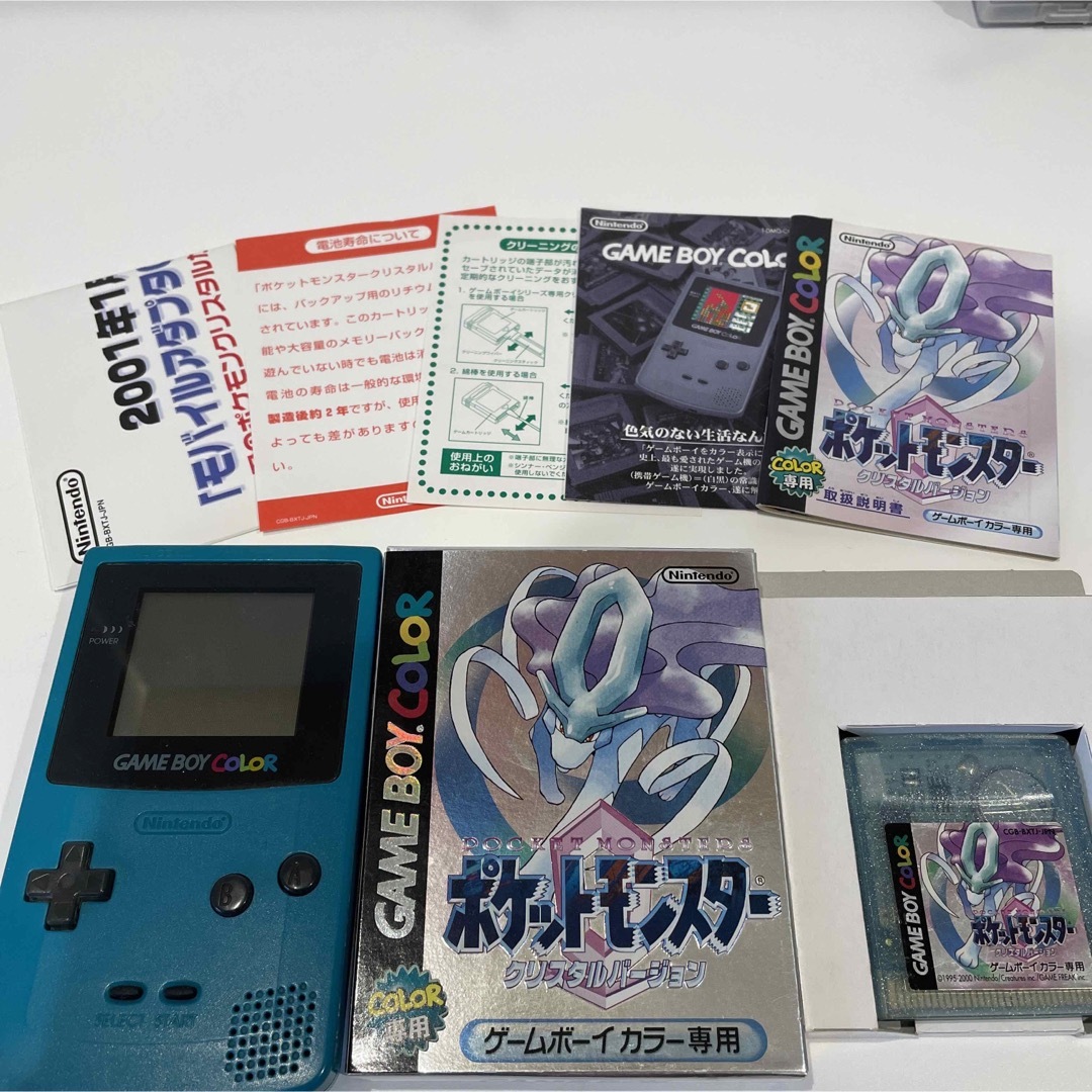 ゲームボーイカラー　ブルー本体➕ポケモンクリスタル　箱付き　完品、美品のサムネイル