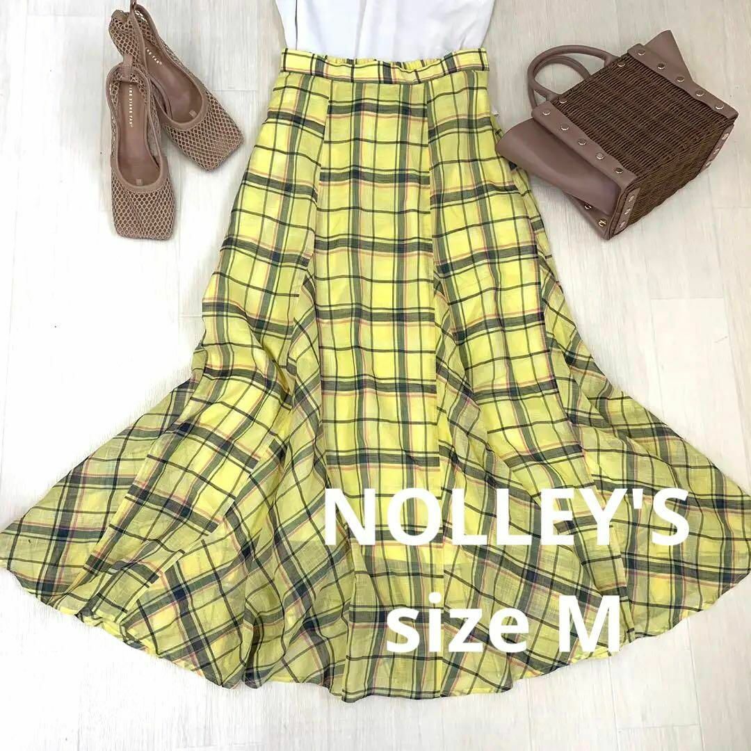 NOLLEY'S(ノーリーズ)のNOLLEY'S イエローチェックロングスカート　size M レディースのスカート(ロングスカート)の商品写真