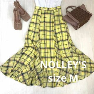 ノーリーズ(NOLLEY'S)のNOLLEY'S イエローチェックロングスカート　size M(ロングスカート)