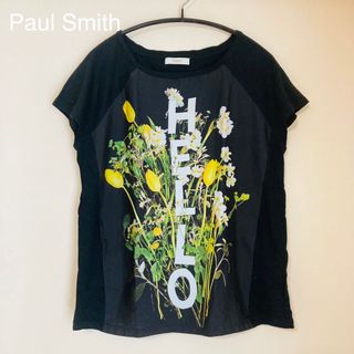 人気デザイン PAUL SMITH ボタニカル　花柄　Tシャツ 総柄　黒