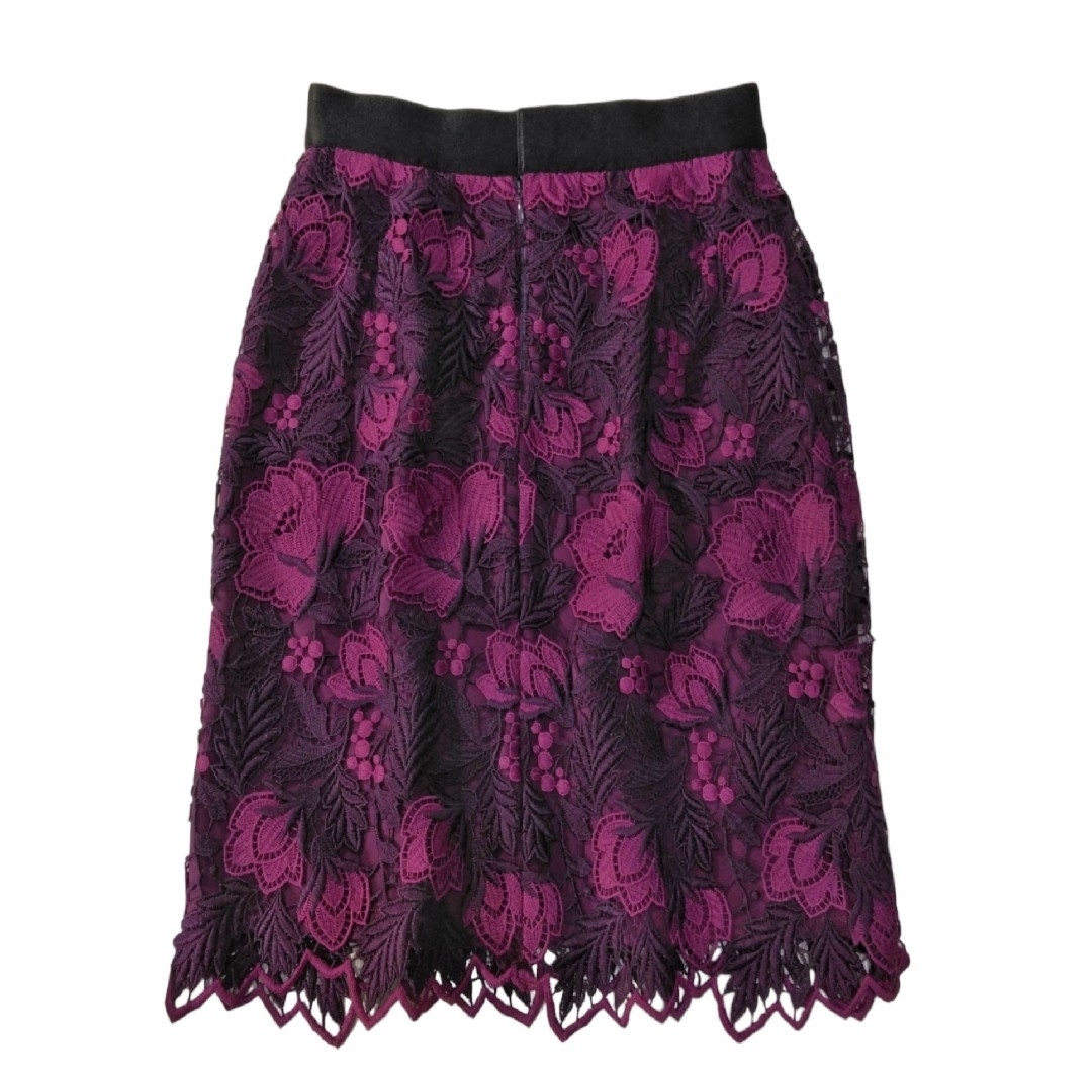 アナイ ✿ ANAYI 花柄 レース スカート 34 XS 紫 パープル 刺繍