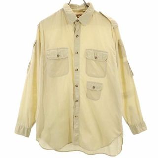 バナナリパブリック(Banana Republic)のバナナリパブリック 80s 長袖 ワークシャツ L ベージュ Banana Republic オールド ヴィンテージ メンズ 【中古】  【230822】(シャツ)