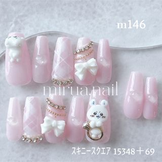 即納可 現品ネイルチップ ピンクネイル 立体ネイル