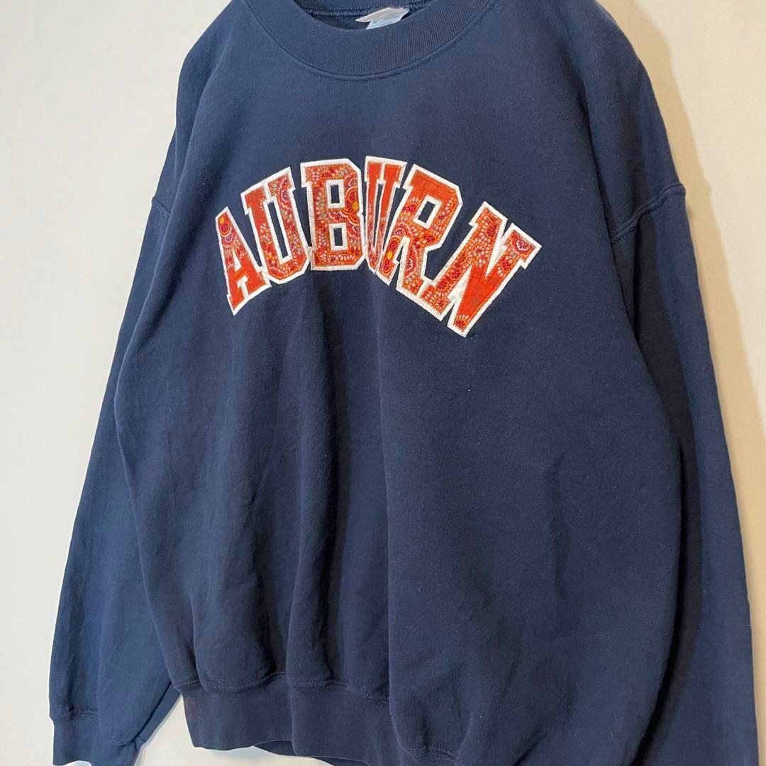 【ビッグ刺繍ロゴ◎】AUBURNカレッジロゴ　アーチロゴ古着スウェット紺90s