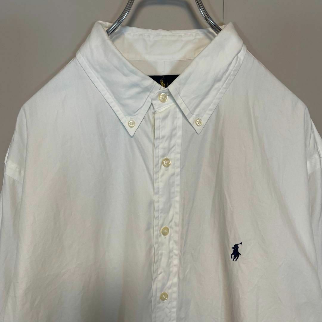 【オーバーサイズ、人気ホワイト◎】ラルフローレンホワイトシャツ刺繍ロゴ白
