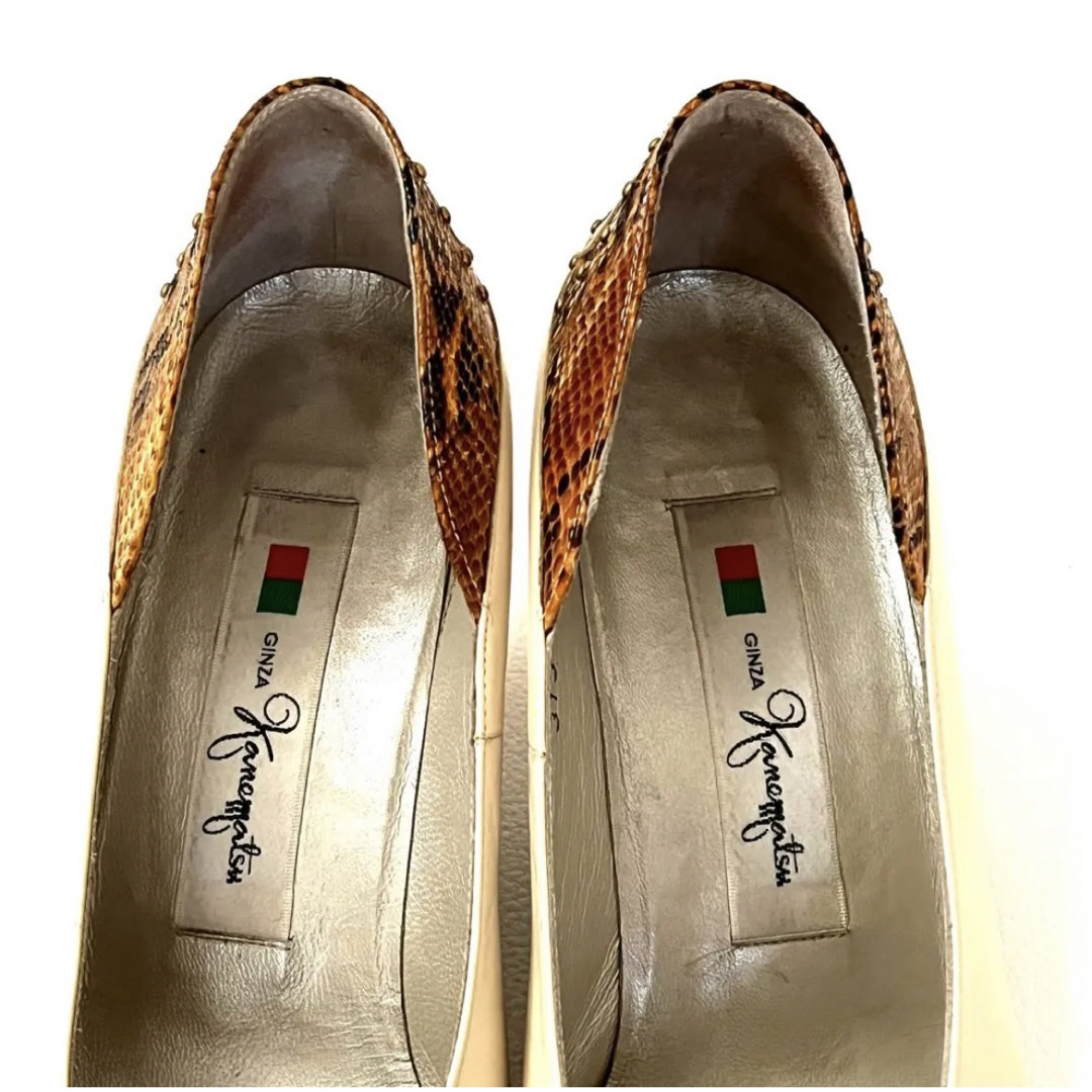 GINZA Kanematsu(ギンザカネマツ)の銀座かねまつ✨GINZA kanematu アイボリー パンプス パイソン 23 レディースの靴/シューズ(ハイヒール/パンプス)の商品写真