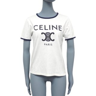 セリーヌ(celine)のセリーヌトップス トリオンフ クラシック Tシャツ コットン オフホワイト ホワイト白シロ ネイビー紺 ブラック 40802059879(Tシャツ(半袖/袖なし))