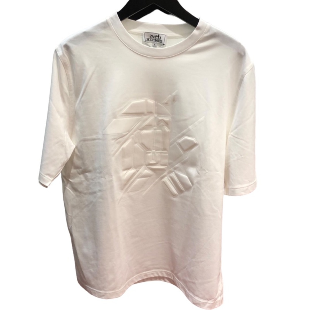 エルメス HERMES Chevaux en syme 3DプリントTシャツ ホワイト コットン メンズ 半袖Ｔシャツ