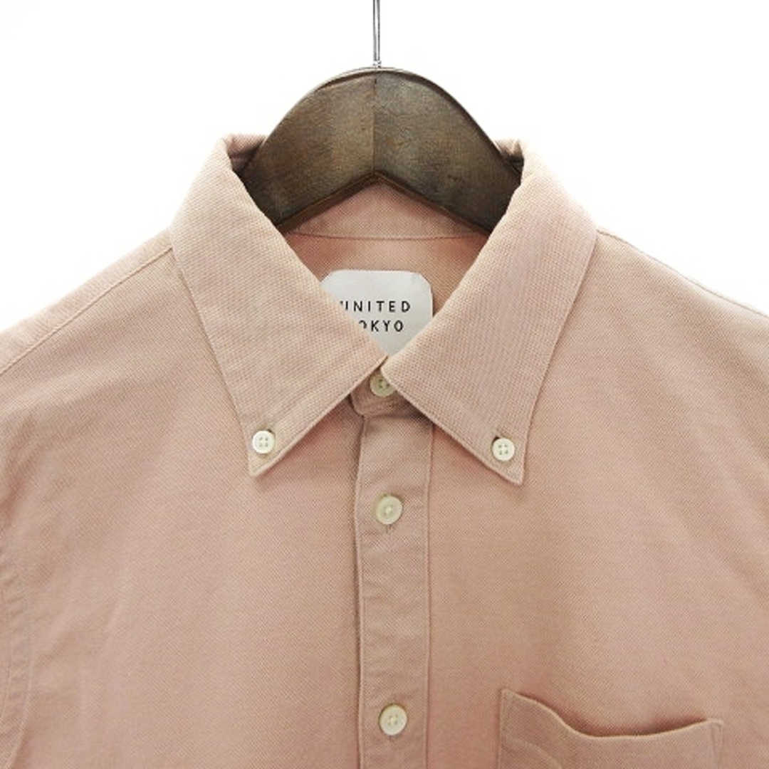 ユナイテッドトウキョウ ポロシャツ 半袖 ボタンダウン 無地 ピンク 2 メンズのトップス(シャツ)の商品写真