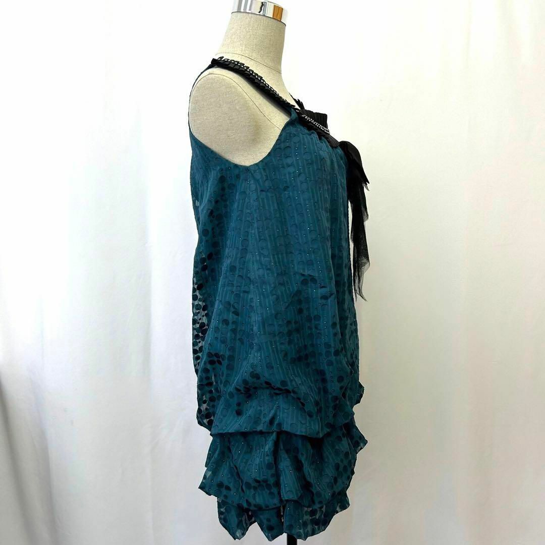 Dellise Noir 胸元リボンシフォンワンピースドレス　size M レディースのワンピース(ひざ丈ワンピース)の商品写真