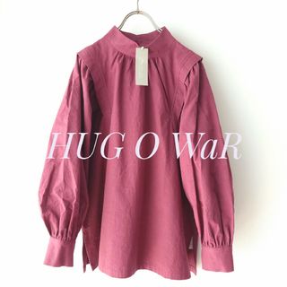 HUG O WaR 楊柳プリーツブラウス  ワイン