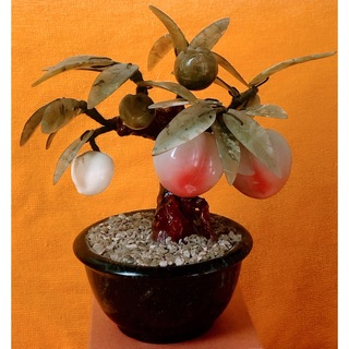 中国置物　翡翠(ヒスイ)桃の木 盆栽