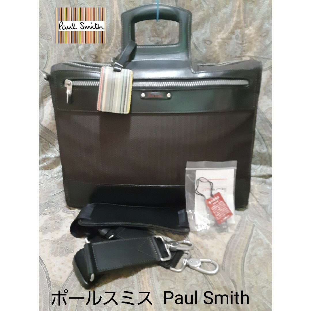 高価値セリー Paul Smith 本革コンビ/斜め掛けショルダービジネス