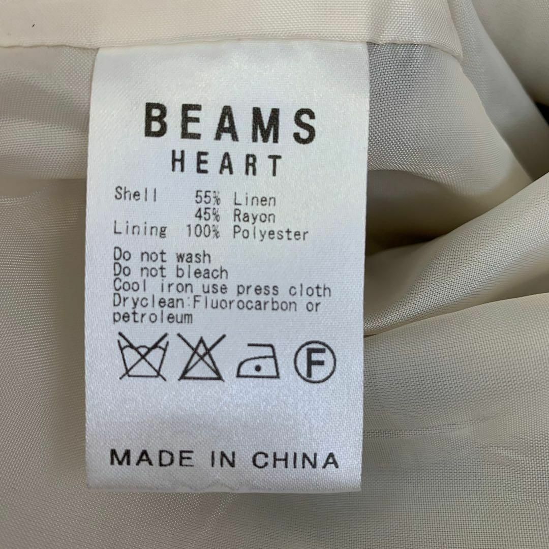 BEAMS(ビームス)のBEAMS ビームス　麻　ワンピース　ノースリーブワンピース　ハイビスカス柄 レディースのワンピース(ひざ丈ワンピース)の商品写真
