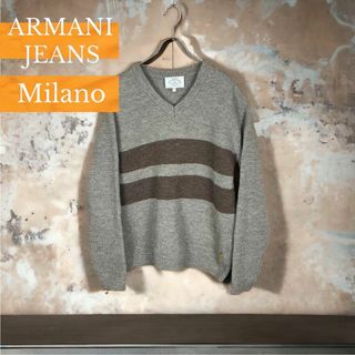 アルマーニジーンズ(ARMANI JEANS)の【ARMANI JEANS】ニット セーター イタリア製 ブラウン M ウール(ニット/セーター)