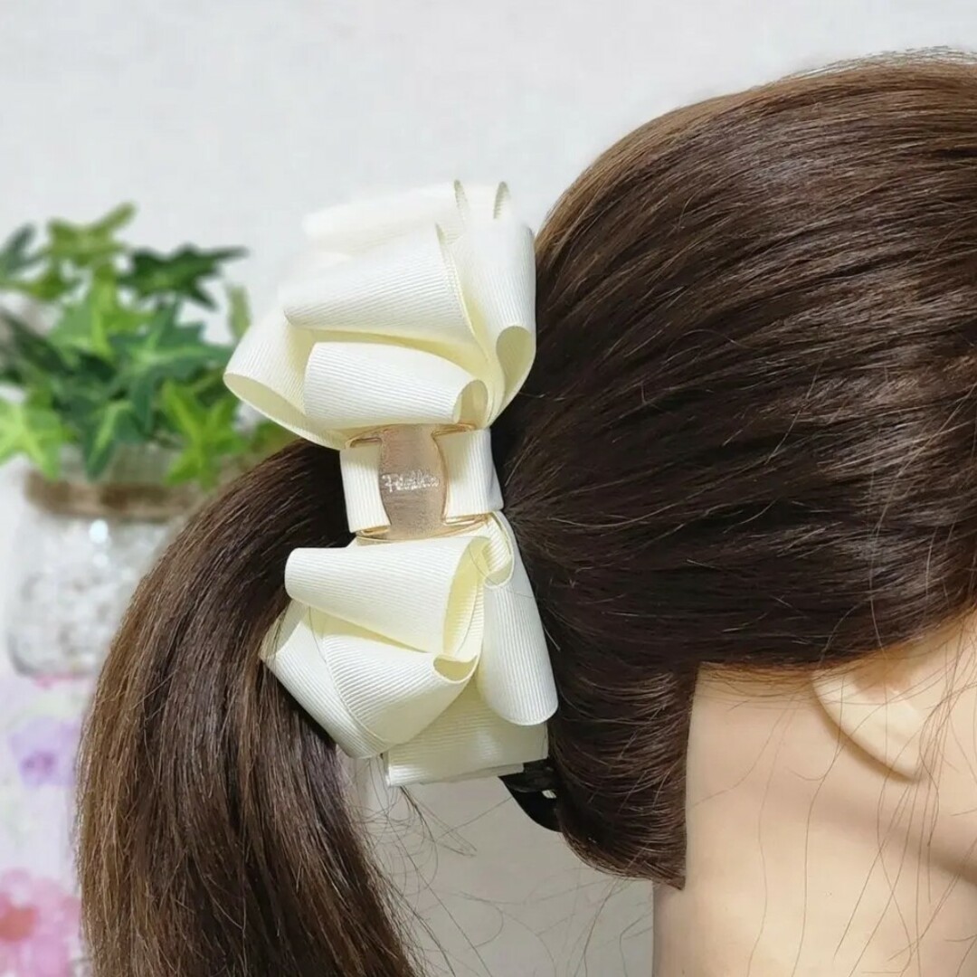 きいろい鳥様専用【13cmバナナクリップ】 黒 リボンクリップ ブラック
