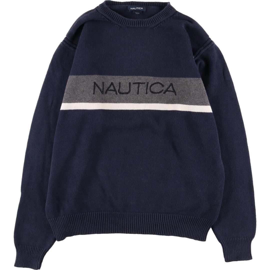 タイランド製年代ノーティカ NAUTICA ロゴ刺繍 コットンニットセーター メンズM /eaa364098