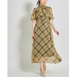 トッコクローゼット(TOCCO closet)の【新品】トッコ クローゼット ２ＷＡＹボウタイリボン付きチェックワンピース(ロングワンピース/マキシワンピース)