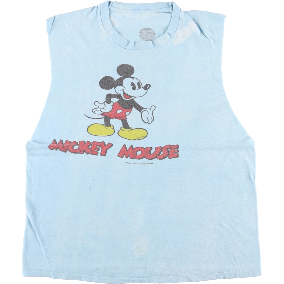 MICKEY MOUSE ミッキーマウス 両面プリント カットオフ ノースリーブ キャラクタープリントTシャツ メンズM /eaa364540