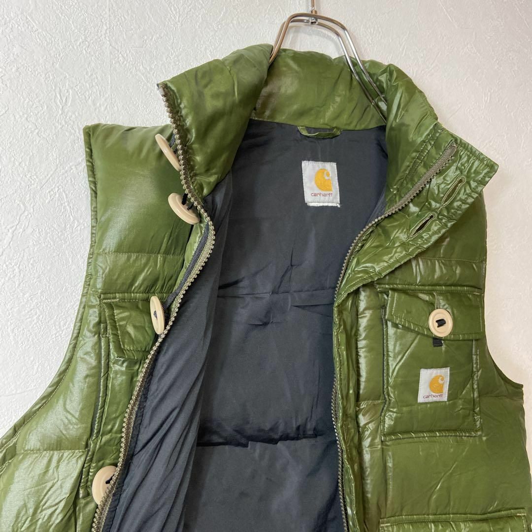 機能性抜群ダウンベスト◎】Carharttグリーン緑マルチボタン90s | wic