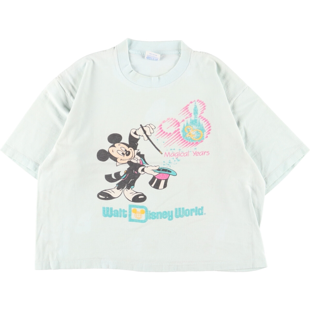 90年代 ディズニー Disney WALT DISNEY WORLD 20TH ANNIVERSARY ディズニーワールド20周年記念 裾カットオフ キャラクタープリントTシャツ USA製 レディースM ヴィンテージ /eaa364529