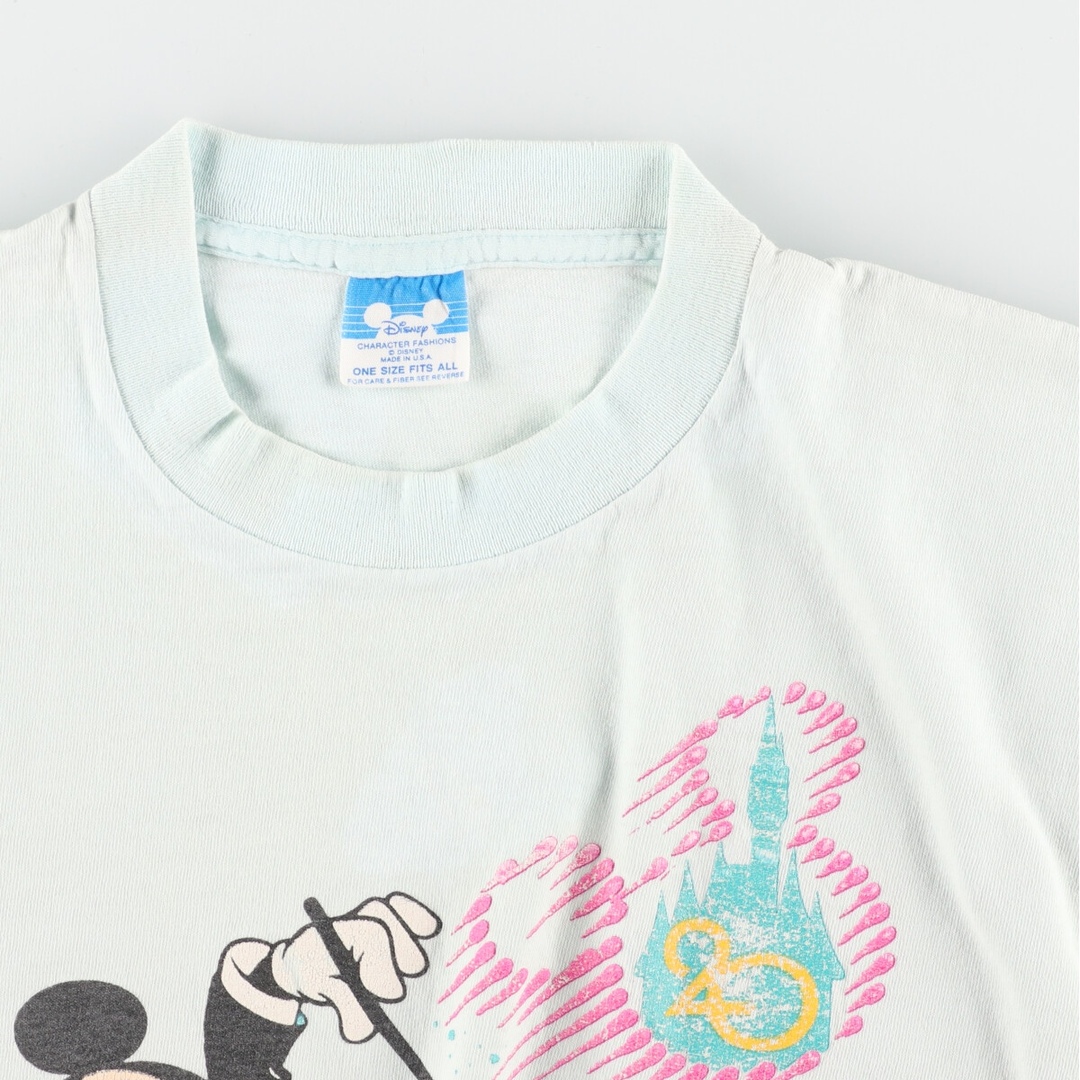 90年代 ディズニー Disney WALT DISNEY WORLD 20TH ANNIVERSARY ディズニーワールド20周年記念 裾カットオフ キャラクタープリントTシャツ USA製 レディースM ヴィンテージ /eaa364529 2