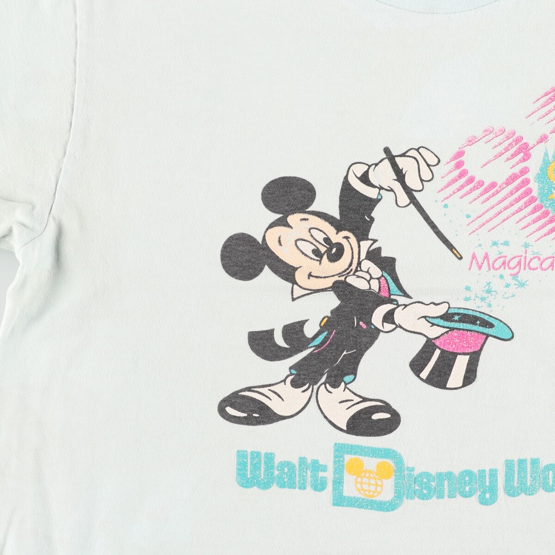 90年代 ディズニー Disney WALT DISNEY WORLD 20TH ANNIVERSARY ディズニーワールド20周年記念 裾カットオフ キャラクタープリントTシャツ USA製 レディースM ヴィンテージ /eaa364529 7