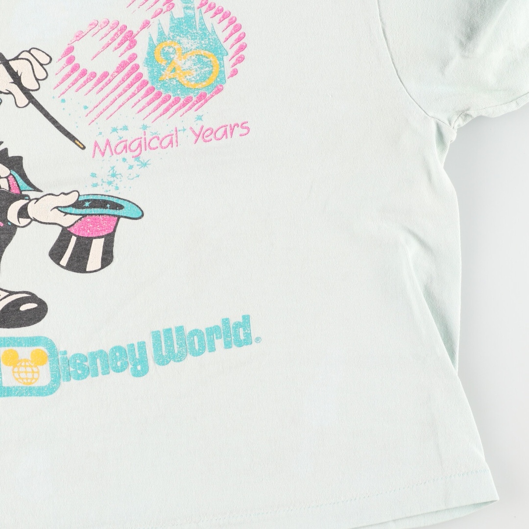 90年代 ディズニー Disney WALT DISNEY WORLD 20TH ANNIVERSARY ディズニーワールド20周年記念 裾カットオフ キャラクタープリントTシャツ USA製 レディースM ヴィンテージ /eaa364529 8