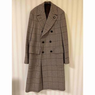 ◇美品◇LARDINI/ラルディーニ ダブルチェスターコート 42 ブラウン-