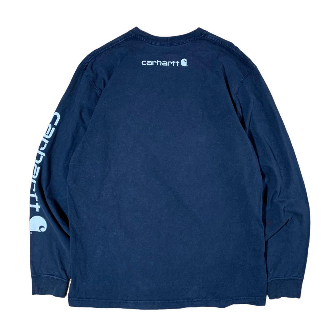 carhartt(カーハート)のCarhartt カーハート ネイビー ロンT サイドプリント古着シンプル メンズのトップス(Tシャツ/カットソー(七分/長袖))の商品写真