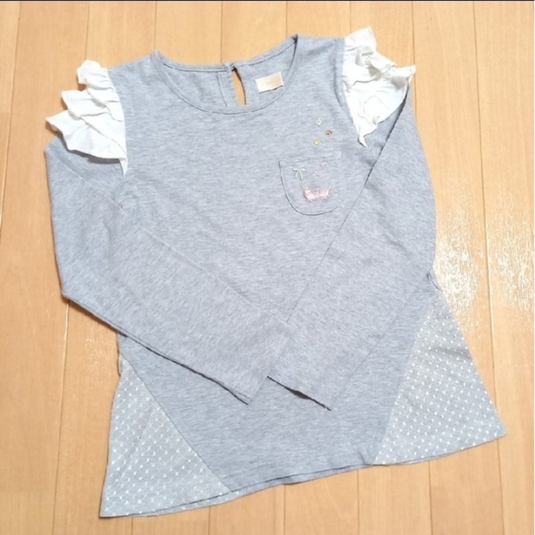 franche lippee(フランシュリッペ)のフランシュリッペ ラ ペチット ◆ ネコちゃん刺繍の長袖Tシャツ キッズ/ベビー/マタニティのキッズ服女の子用(90cm~)(Tシャツ/カットソー)の商品写真