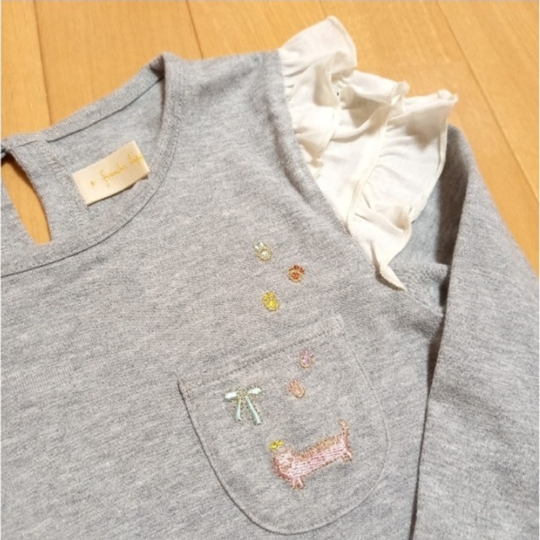 franche lippee(フランシュリッペ)のフランシュリッペ ラ ペチット ◆ ネコちゃん刺繍の長袖Tシャツ キッズ/ベビー/マタニティのキッズ服女の子用(90cm~)(Tシャツ/カットソー)の商品写真