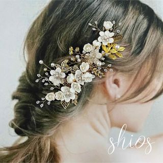 ヘッドドレス　ヘアアクセサリー　髪飾り　花　ブライダル　結婚式　和装　成人式(ヘッドドレス/ドレス)