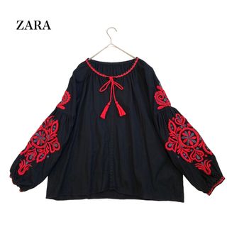 ザラ(ZARA)のザラ ZARA 大人可愛い 刺繍 コットンリネン プルオーバー フォークロア(シャツ/ブラウス(長袖/七分))