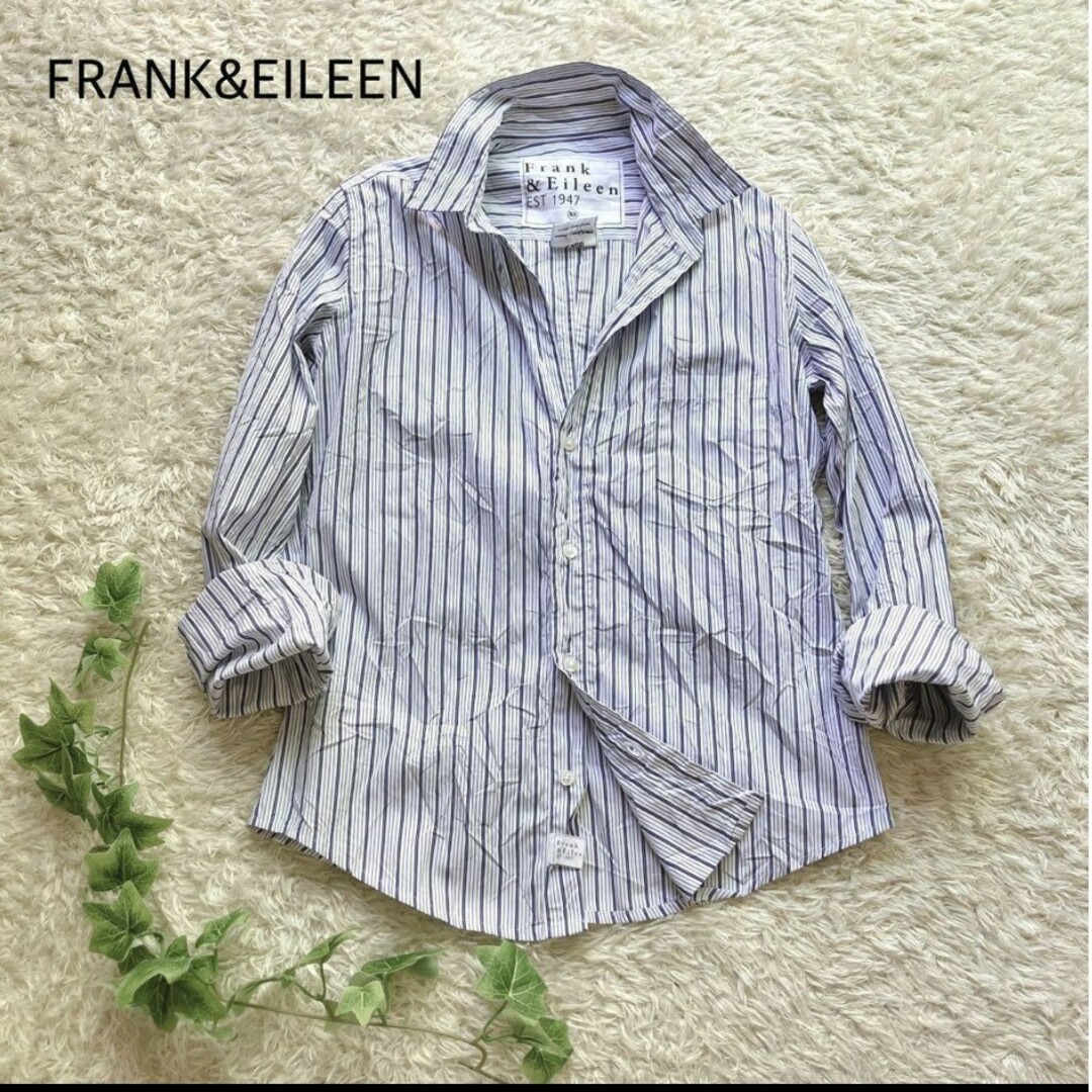 極美品　Frank\u0026Eileen  S  ブルー　ストライプ　スキッパーシャツ