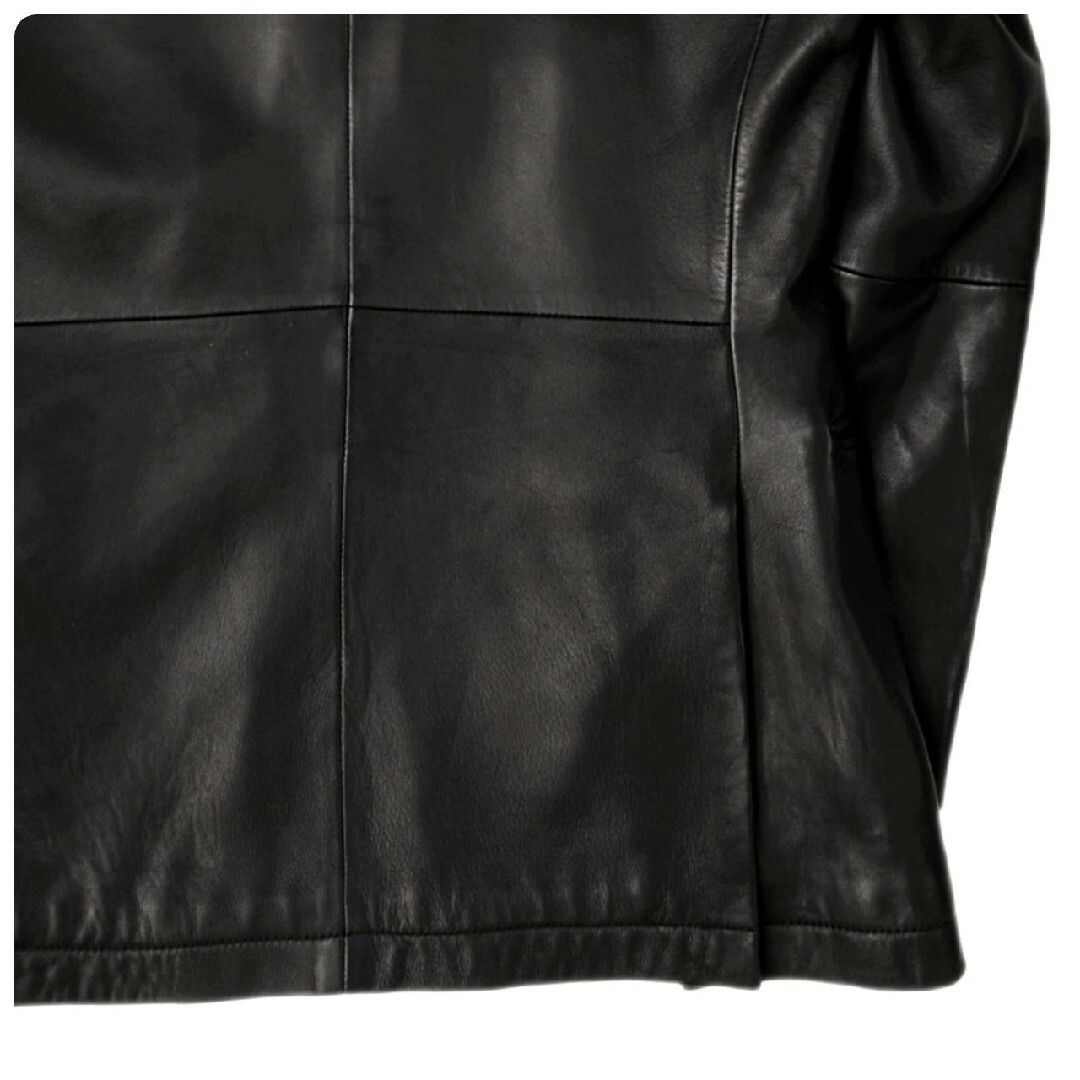 バーバリーブラックレーベル 最高級スムースラムレザー2Bテーラードジャケット Sブラックサイズ