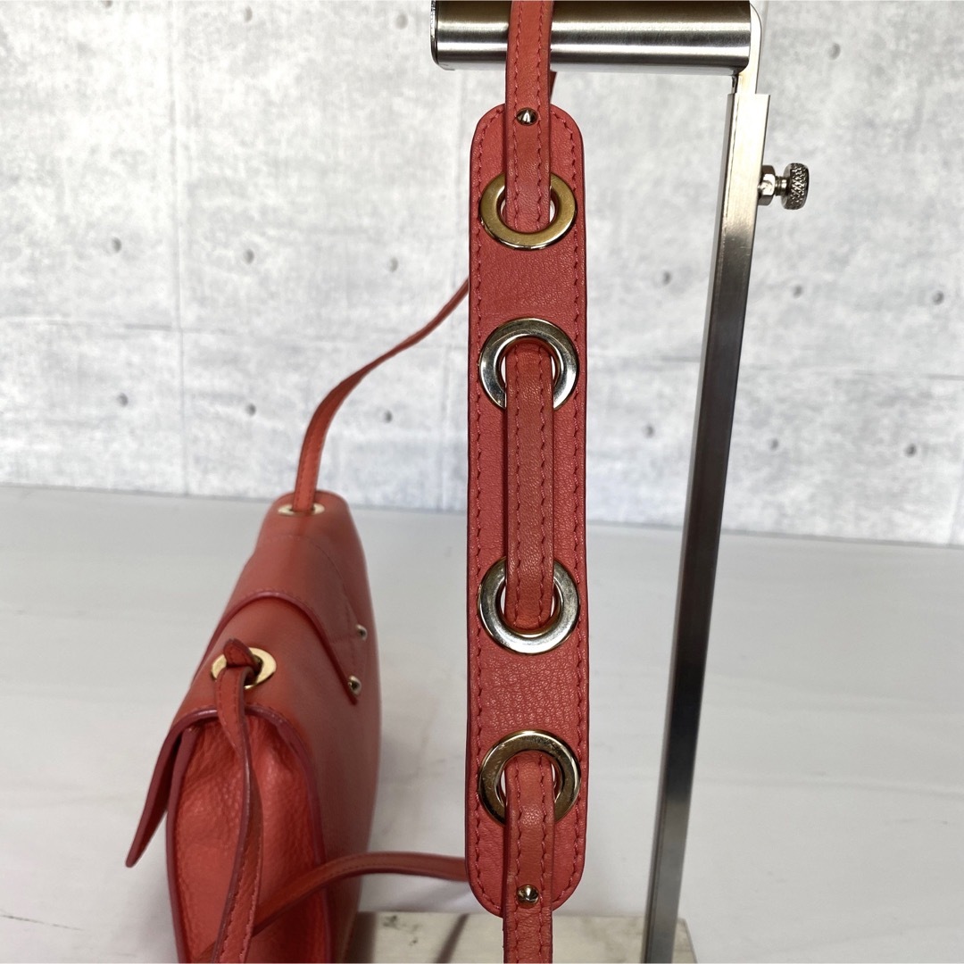 【JIMMY CHOO】ピックレッド系 レザー シルバー金具 ショルダーバッグ 6