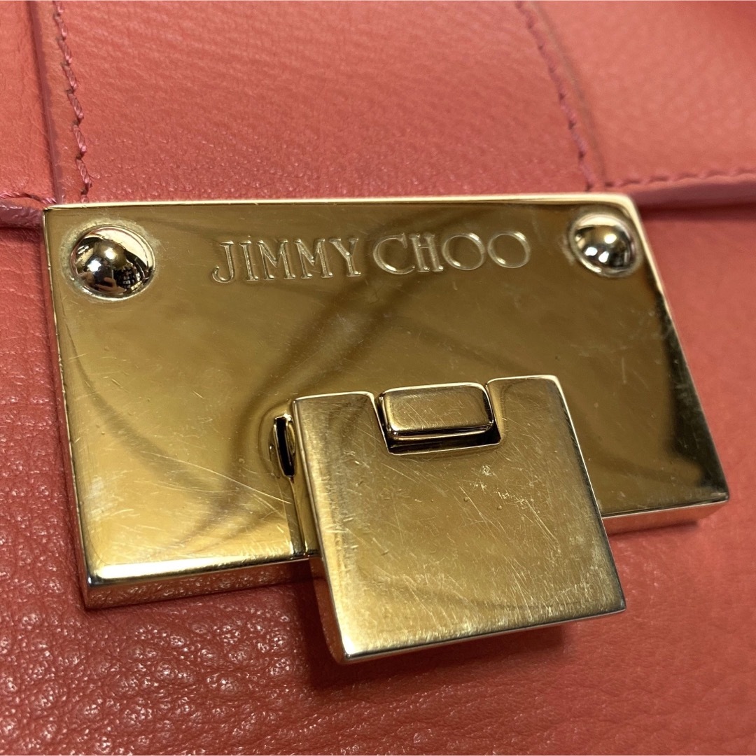 【JIMMY CHOO】ピックレッド系 レザー シルバー金具 ショルダーバッグ 5