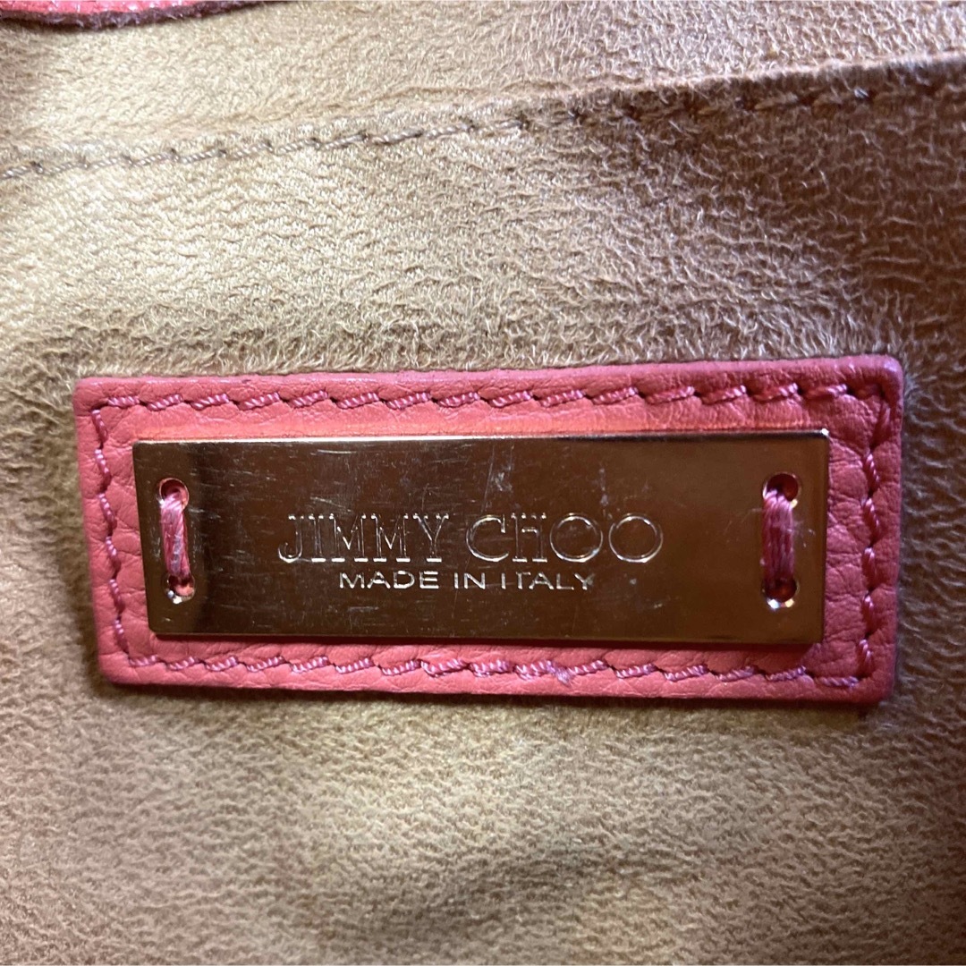 【JIMMY CHOO】ピックレッド系 レザー シルバー金具 ショルダーバッグ 9