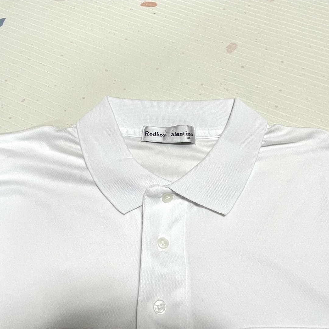 【Rodhos Valentino】襟付き半袖シャツ ポロシャツ 無地 白 メンズのトップス(ポロシャツ)の商品写真