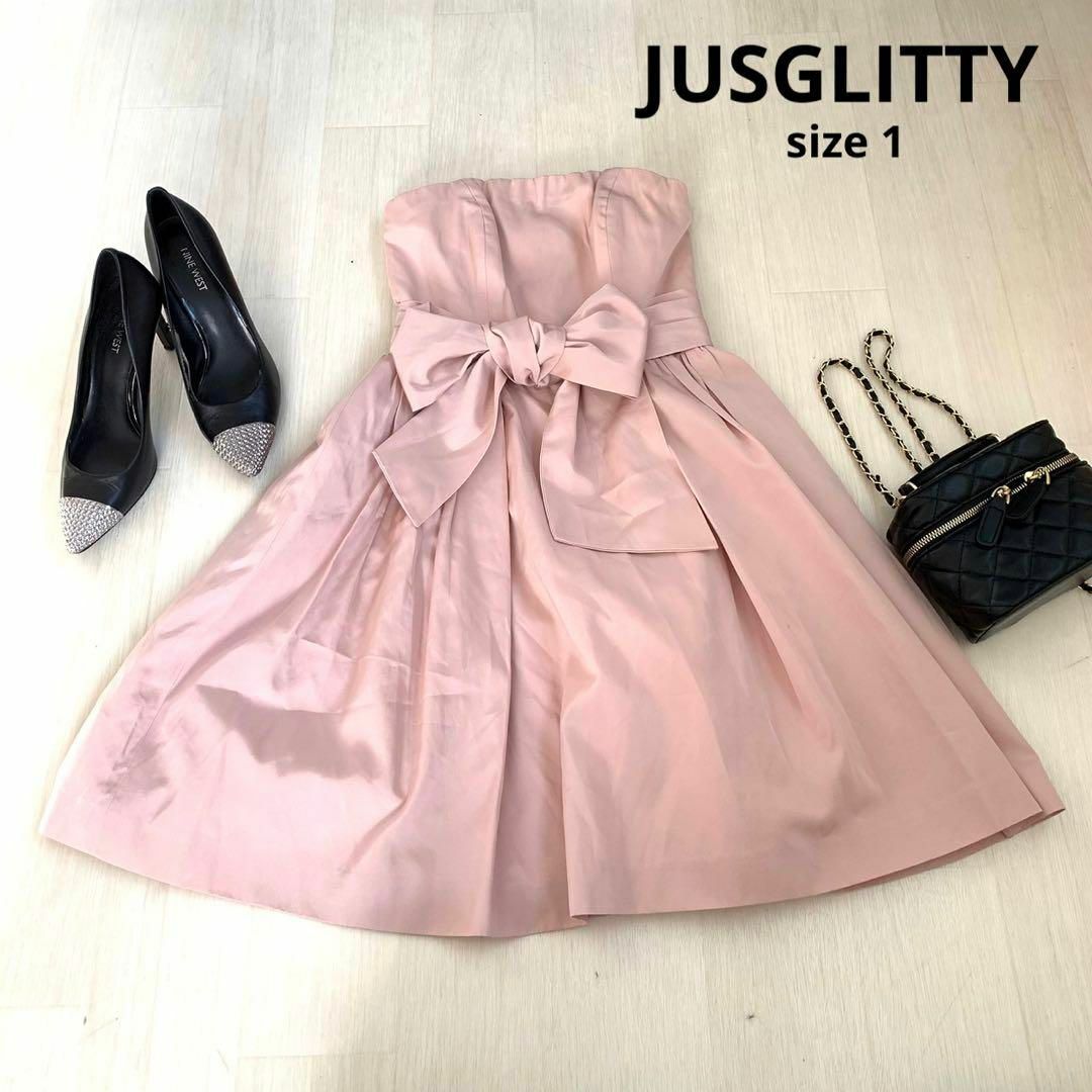 JUSGLITTY(ジャスグリッティー)のJUSGLITTY ジャスグリッティー　ドレス　お呼ばれドレス　1サイズ　ピンク レディースのワンピース(ミニワンピース)の商品写真