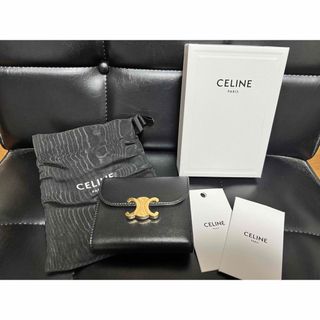 セリーヌ(celine)のセリーヌ　財布 トリオンフ / シャイニーカーフスキン ブラック(財布)